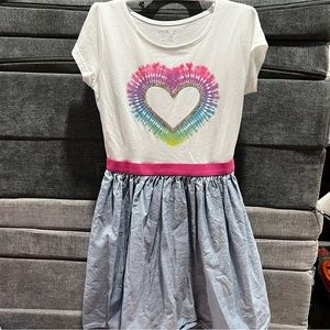 NWOT Childrens place girls dress short sleeve heart rainbow